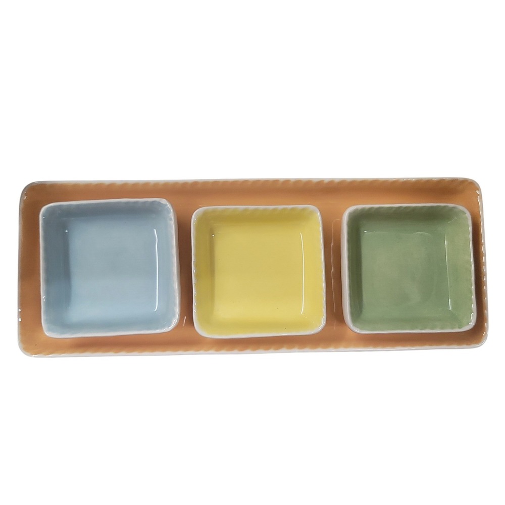 Rare Williams Sonoma Jasmine 4pc Set Tapas Dipping Charcuterie Brunch Appetizer
